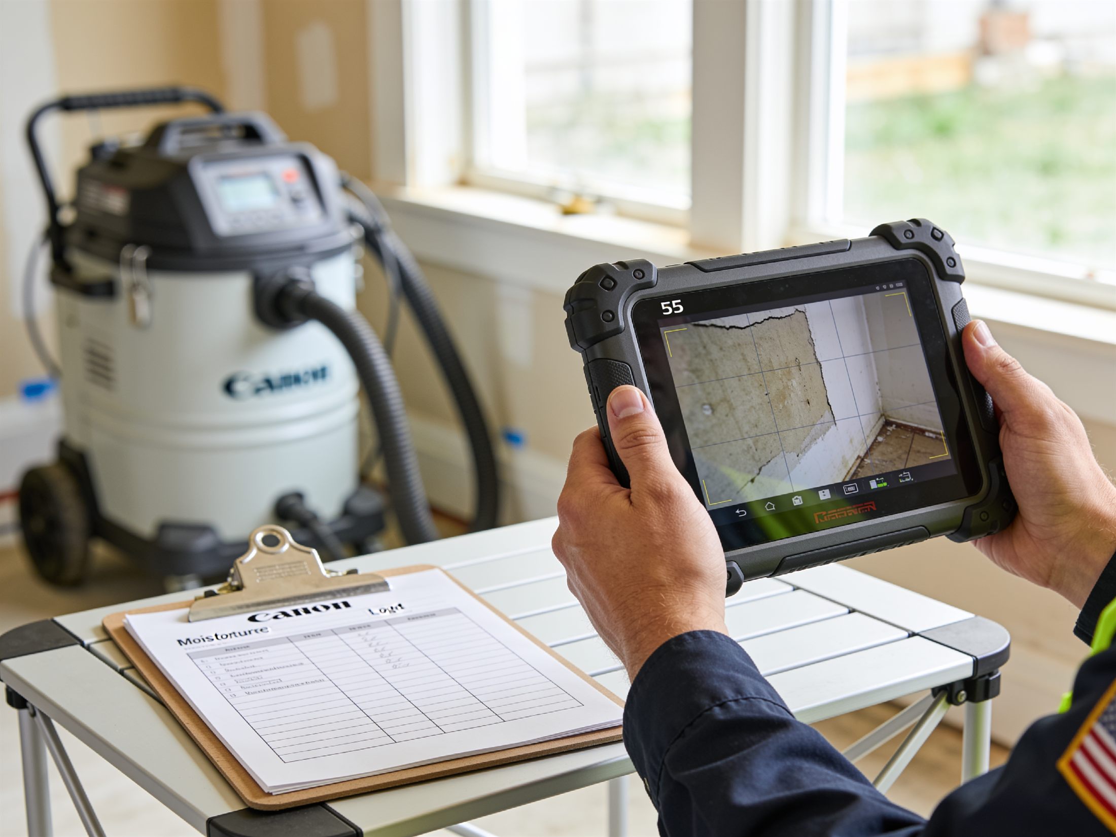 Damaged contents being documented on site for an insurance claim